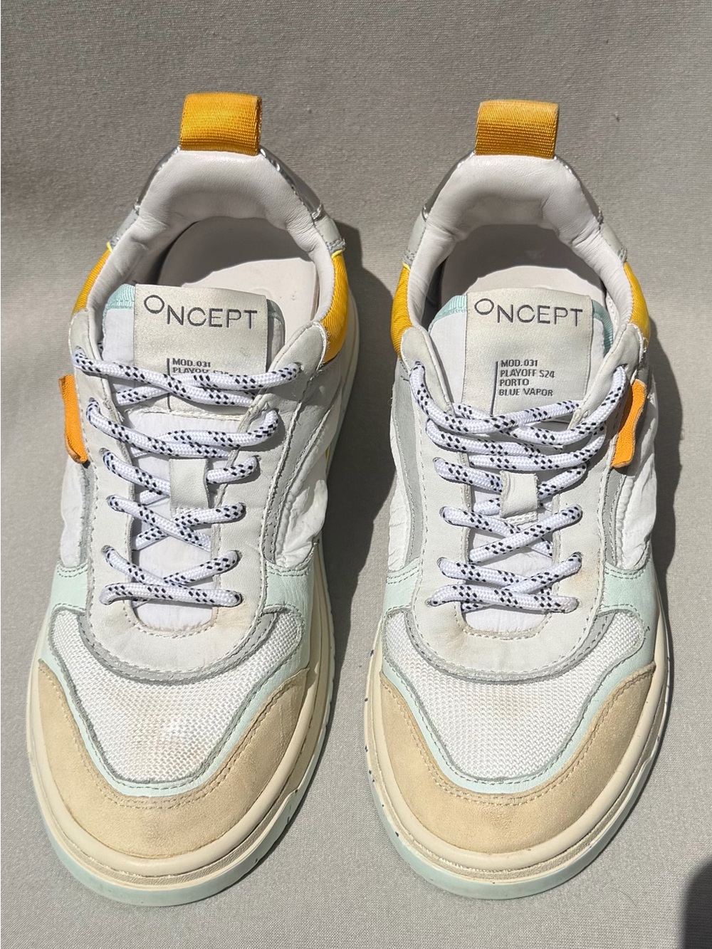 ONCEPT Porto low top White Sneakers with Yellow & Mint Accents